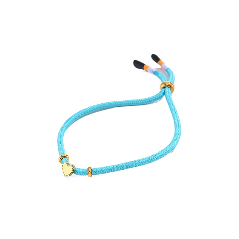 Simple Blue Heart Hand Braided Bracelet Steel Beaded Bracelet