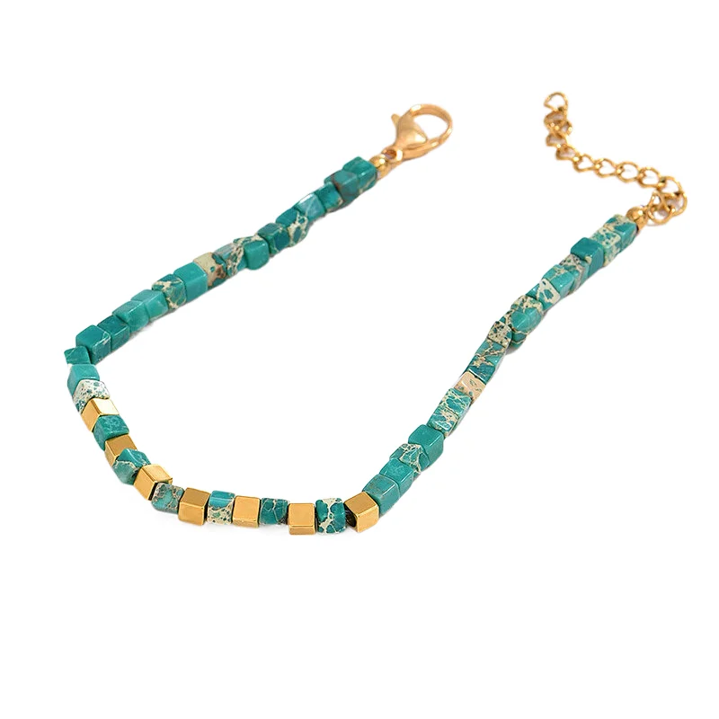 Green Natural Stone Bracelet Stainless Steel Bracelet