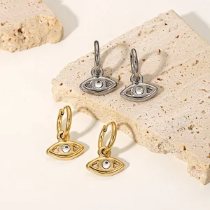 Stainless Steel Earrings Jewelry Cubic Zirconia Eye Earrings
