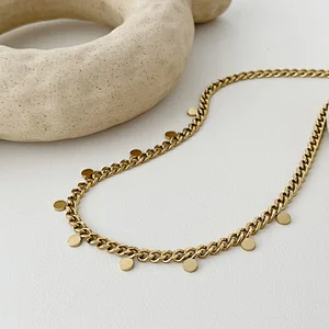 Small Wafer Pendant Necklace Simple Style Necklace Women