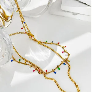 Titanium Steel Color Double Layer Bohemia Clavicle Chain Necklace