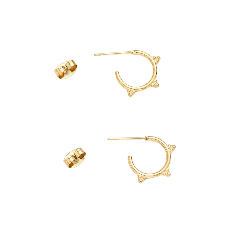 Stainless Steel Gold Plated C Shaped Earrings Metal Jewelry