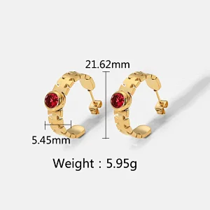 C Shape Zircon Earrings Women's Vintage Earrings