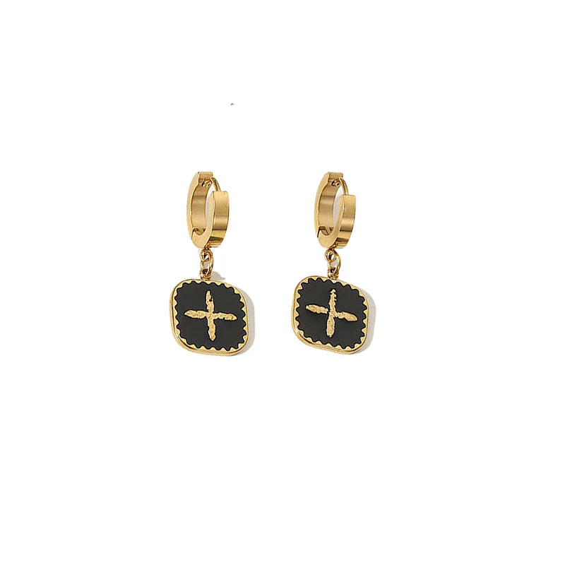 Lovely Drop Earrings Stainless Steel Cross Earrings