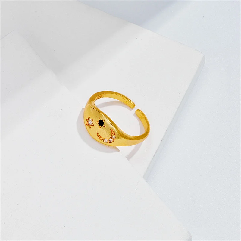 New Rings Star Moon Rings Zircon Open Rings