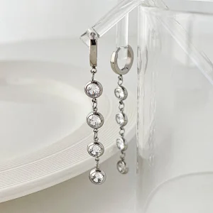 Women's Long Tassel Earrings Colorful Zircon Earrings