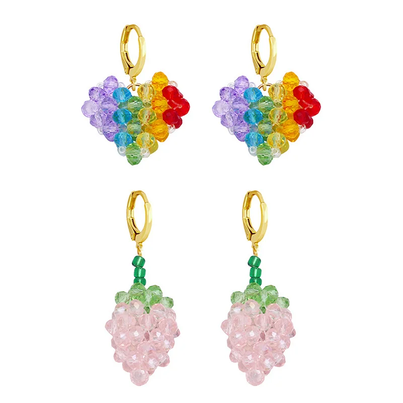 Gold Plated Copper Crystal Hoop Earrings Drop Party Earrings