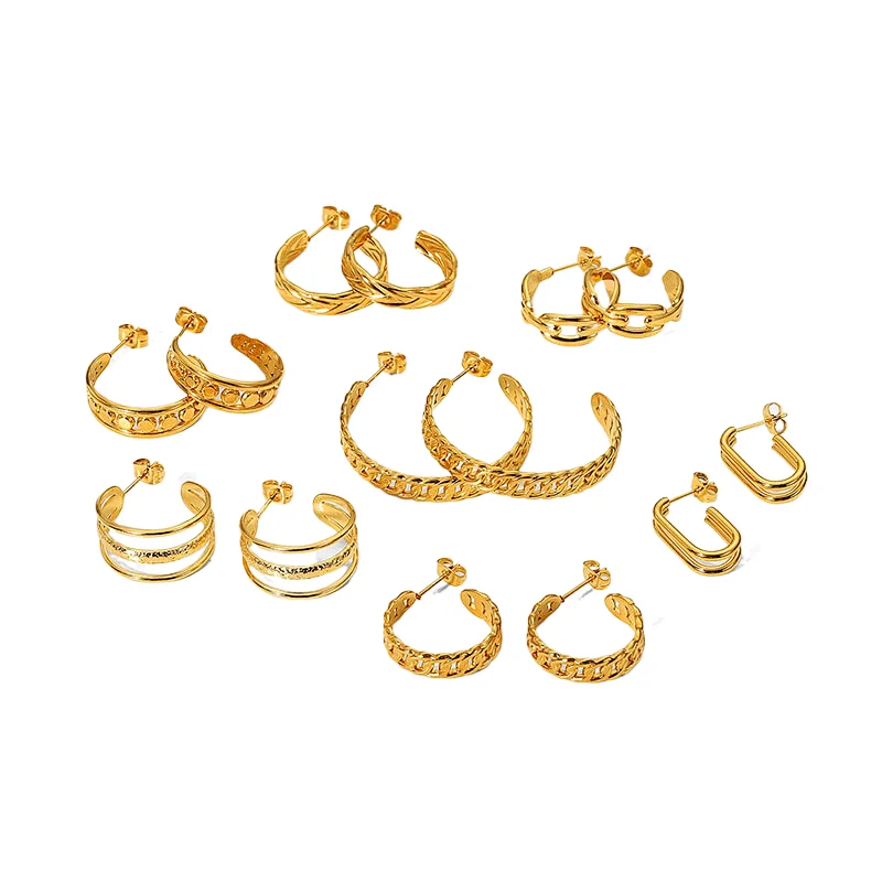 Trend Hoop Earrings Titanium Steel C-Shaped Stud Earrings
