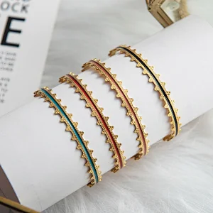 14K Gold Drip Oil Craft Vintage Bracelet Open Design Bracelet