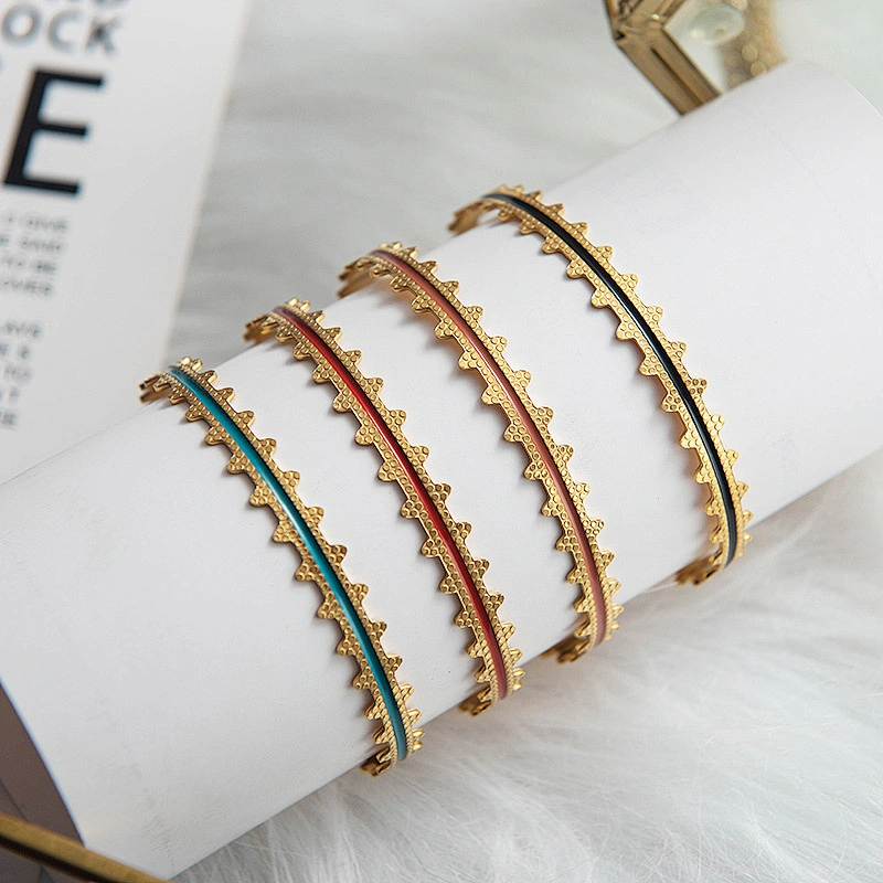 14K Gold Drip Oil Craft Vintage Bracelet Open Design Bracelet