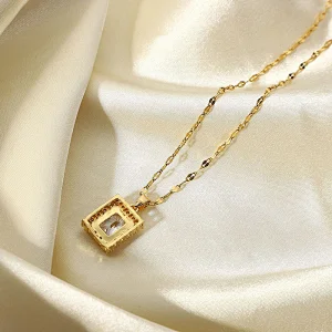 Fashion Stainless Steel Necklace Zircon Pendant Necklace