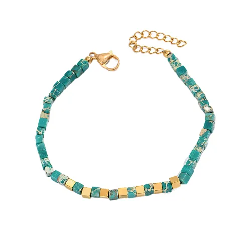 Green Natural Stone Bracelet Stainless Steel Bracelet