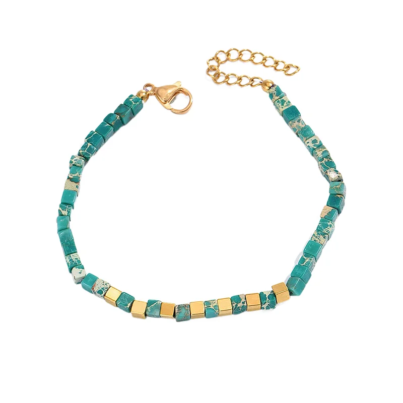 Green Natural Stone Bracelet Stainless Steel Bracelet