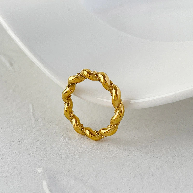 New Simple Twist Ring Vintage Stainless Steel Ring