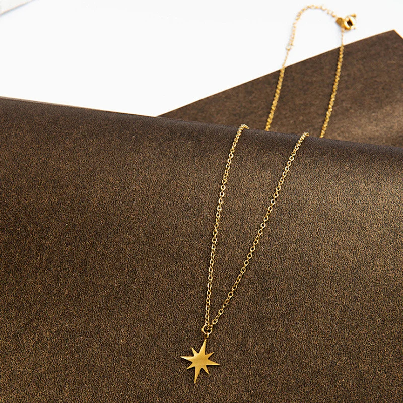 Stainless Steel Simple Chain Necklace Irregular Pendants
