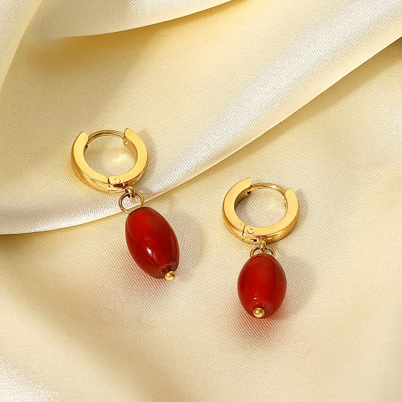 Fashion Vintage Earrings Oval Agate pandent Earrings