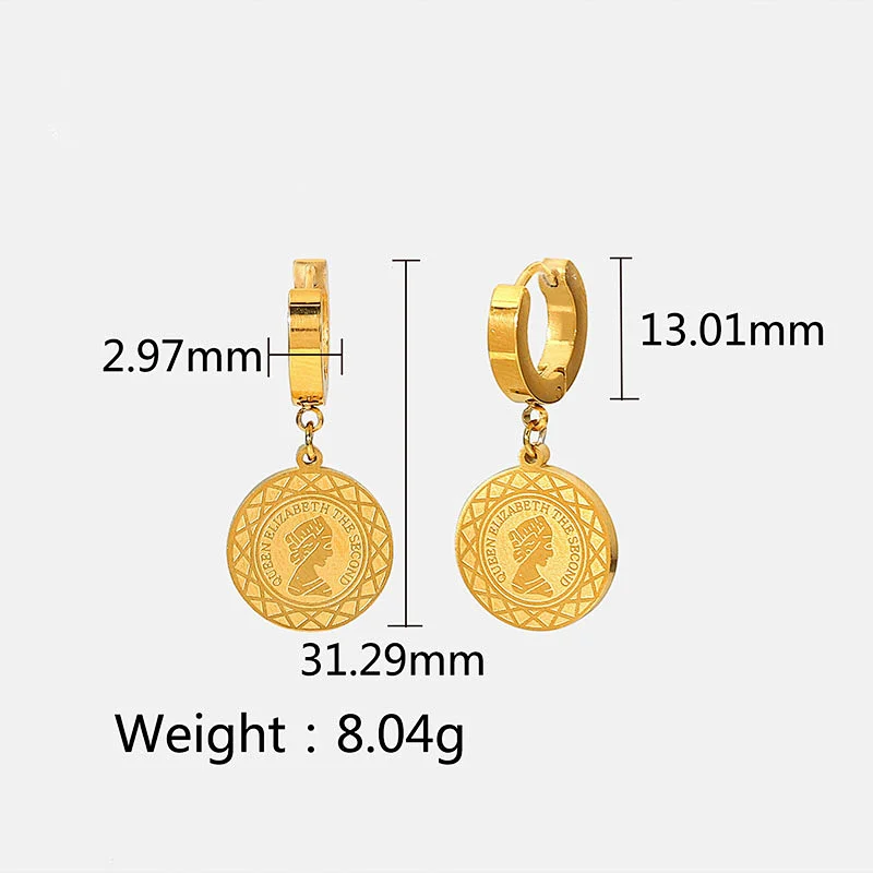Ladies Stainless Steel Round Drop Earrings Small Hoop Earring
