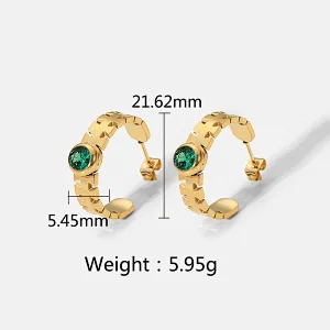C Shape Zircon Earrings Women's Vintage Earrings