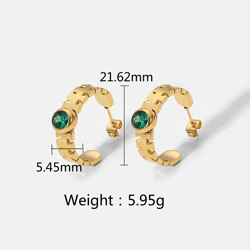 C Shape Zircon Earrings Women's Vintage Earrings