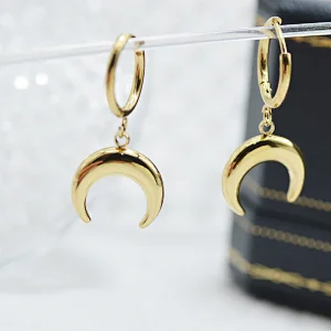Fashion Metal Moon Hoop Earrings Steel Earrings Wholesale