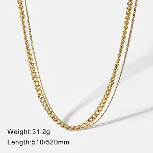 Gold Plated Cuban Chain Necklace Stainless Steel Necklace