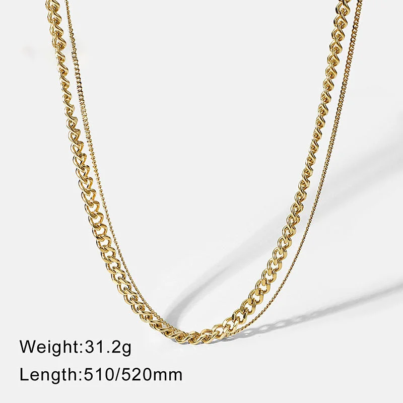 Gold Plated Cuban Chain Necklace Stainless Steel Necklace