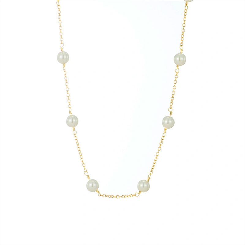 Minimalist Pearl Gold Color Chain Necklace Women Gift