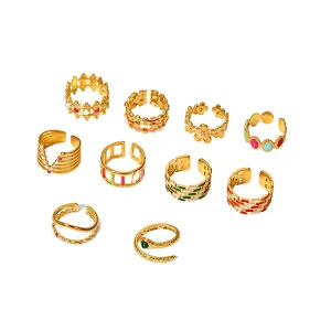 New Stainless Steel Rings Women Fashion Colorful Rings Ring Set