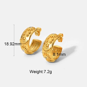 Fashion Zircon C Shape Earrings Stainless Steel Earrings Set