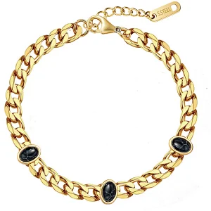 Simple Natural Stone Bracelet Oval Turquoise Cuban Chain Bracelet