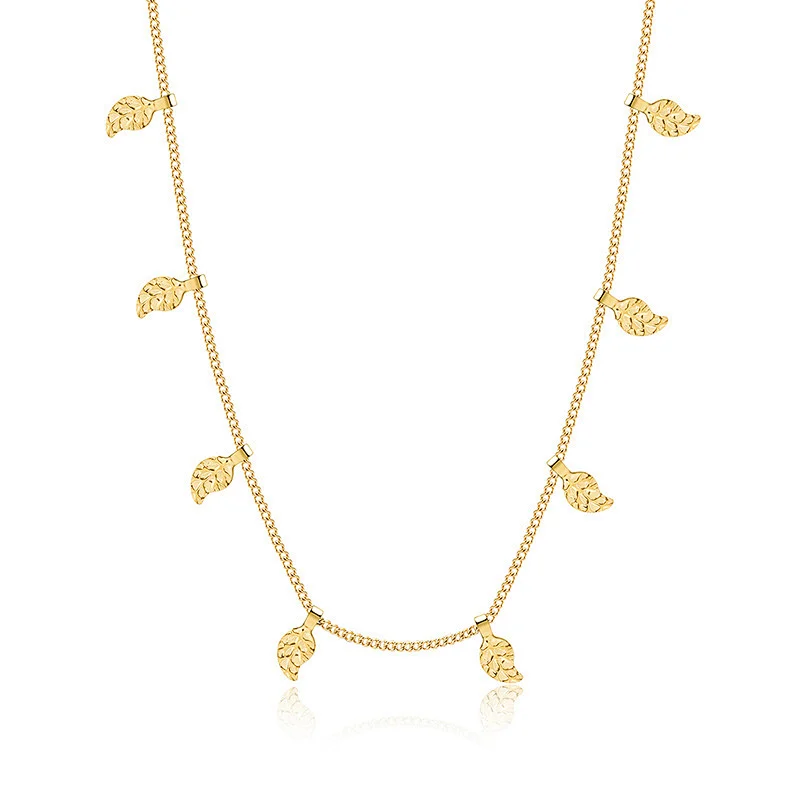 Leaf Pendant Necklace Women Stainless Steel Necklace Wholesale