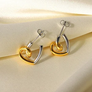 Steel Heart Earrings Titanium Stud Earrings Jewelry