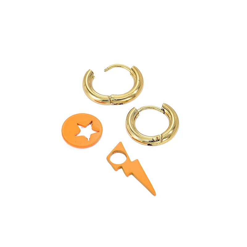 Simple Lightning Drop Earrings Stainless Steel Hoop Earrings