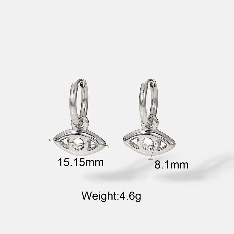 Stainless Steel Earrings Jewelry Cubic Zirconia Eye Earrings