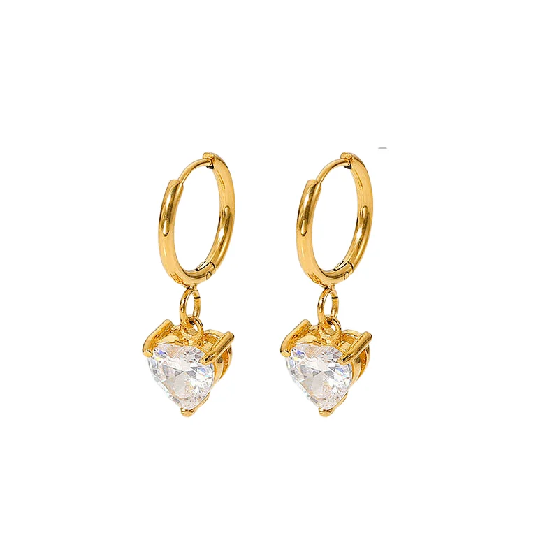 Pink Heart Earrings Cubic Zirconia Drop Earrings Wholesale