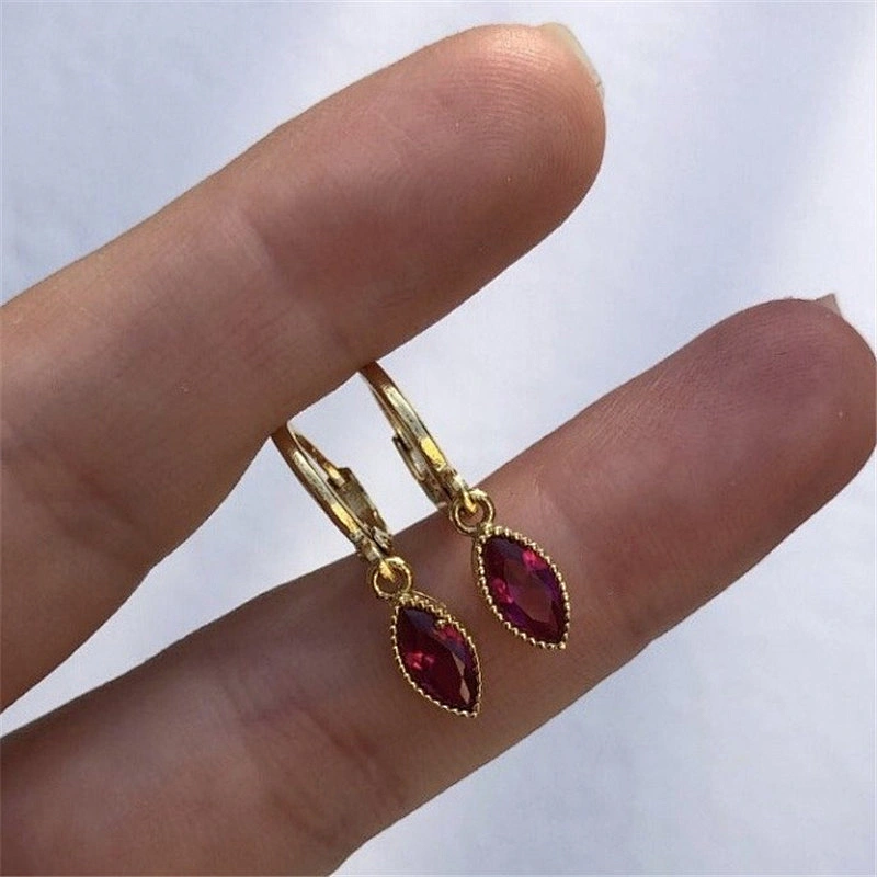 Brass Oval Shade Earring Zircon Laided Jewelry Multicolor