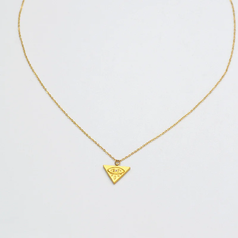 Simple Stainless Steel Eye Pendant Necklace