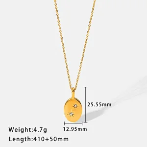 New Zircon Eight-pointed Star Oval Pendant Necklace