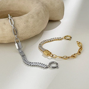Popular Chain Design OT Buckle Inlaid Zircon Bracelet