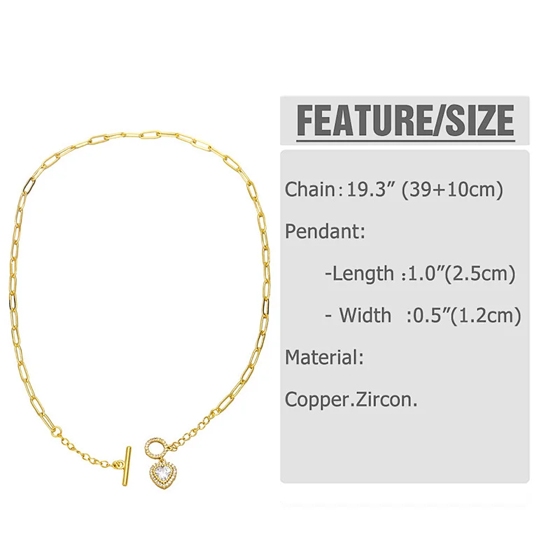 OT Clasp Jewlry Set Heart Shaped Zirconia Necklace Bracelet
