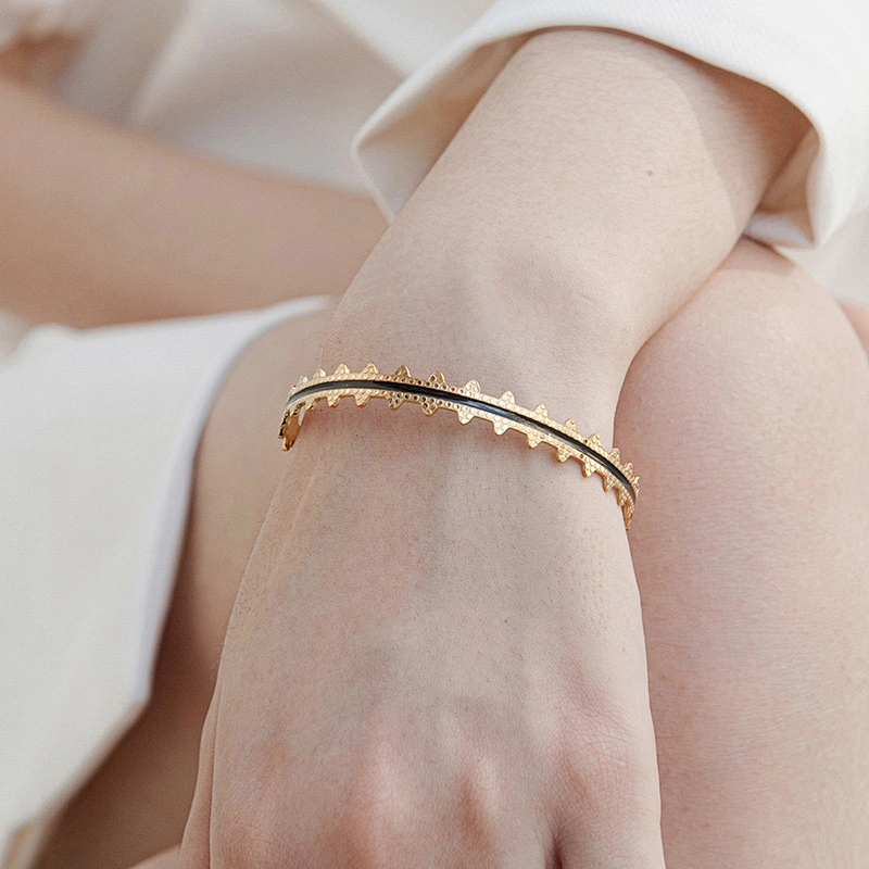 14K Gold Drip Oil Craft Vintage Bracelet Open Design Bracelet