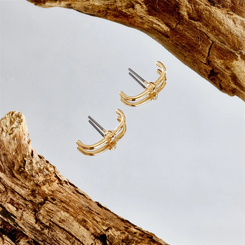 New Simple Stud Earrings Fashion Jewelry Zircon Earrings
