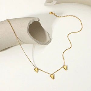 Simple Stainless Steel Gold Love Pendant Necklace Women