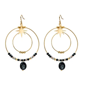 Handmade Beaded Large Hoop Stainless Steel Drop Earrings