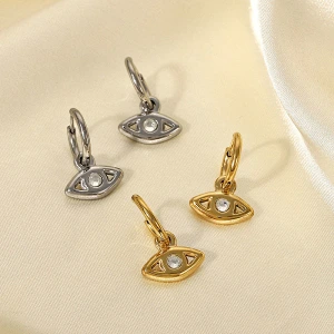 Stainless Steel Earrings Jewelry Cubic Zirconia Eye Earrings