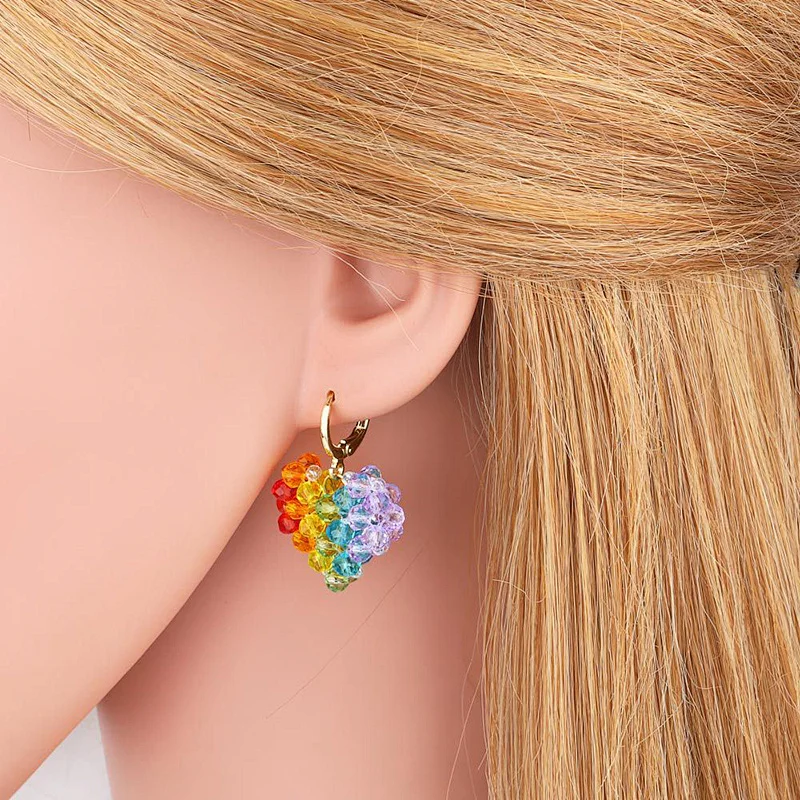 Gold Plated Copper Crystal Hoop Earrings Drop Party Earrings