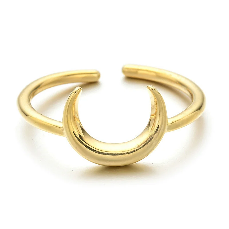 Simple Moon Opening Adjustable Ring Women