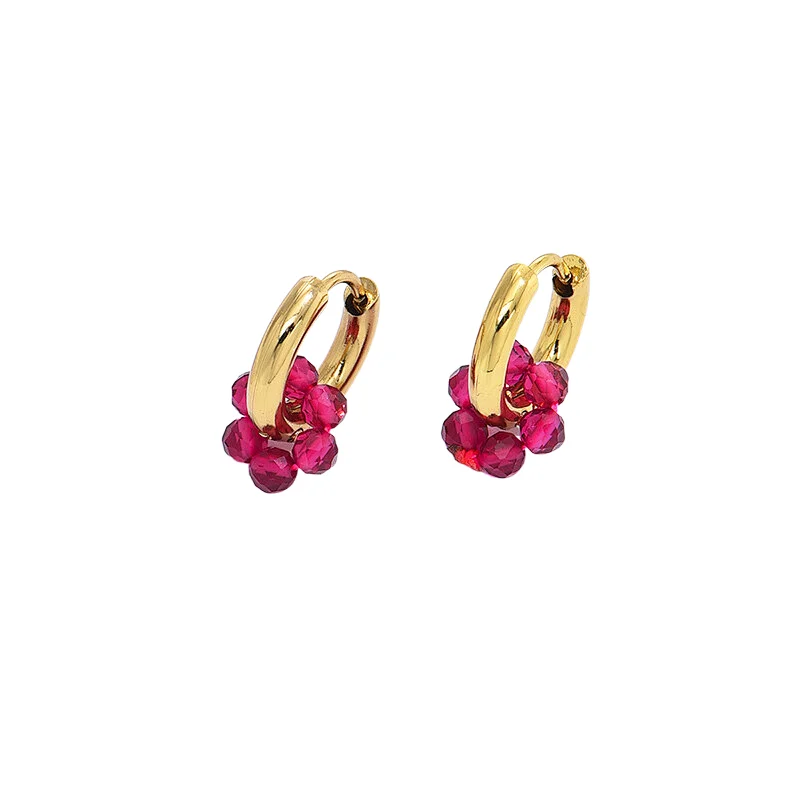 Fashion Hollow Hoop Earrings Flower Pendant Earrings