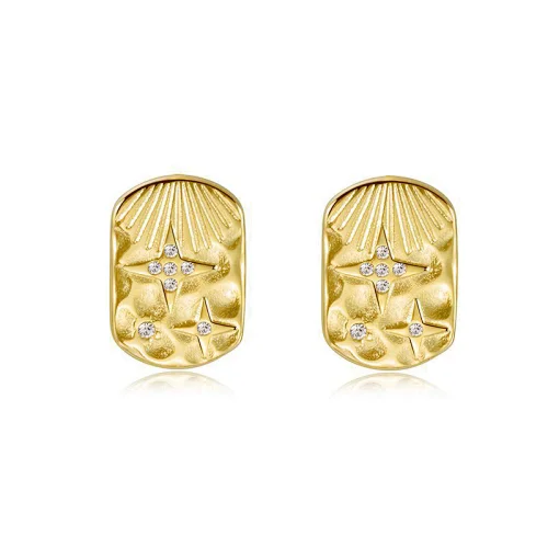 Simple Square Stud Earrings Stainless Steel Zircon Earrings