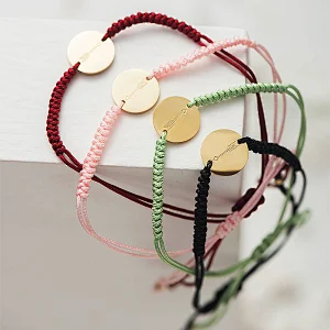Stainless Steel Braided Rope Bracelet Coin Shape Chips Anklet